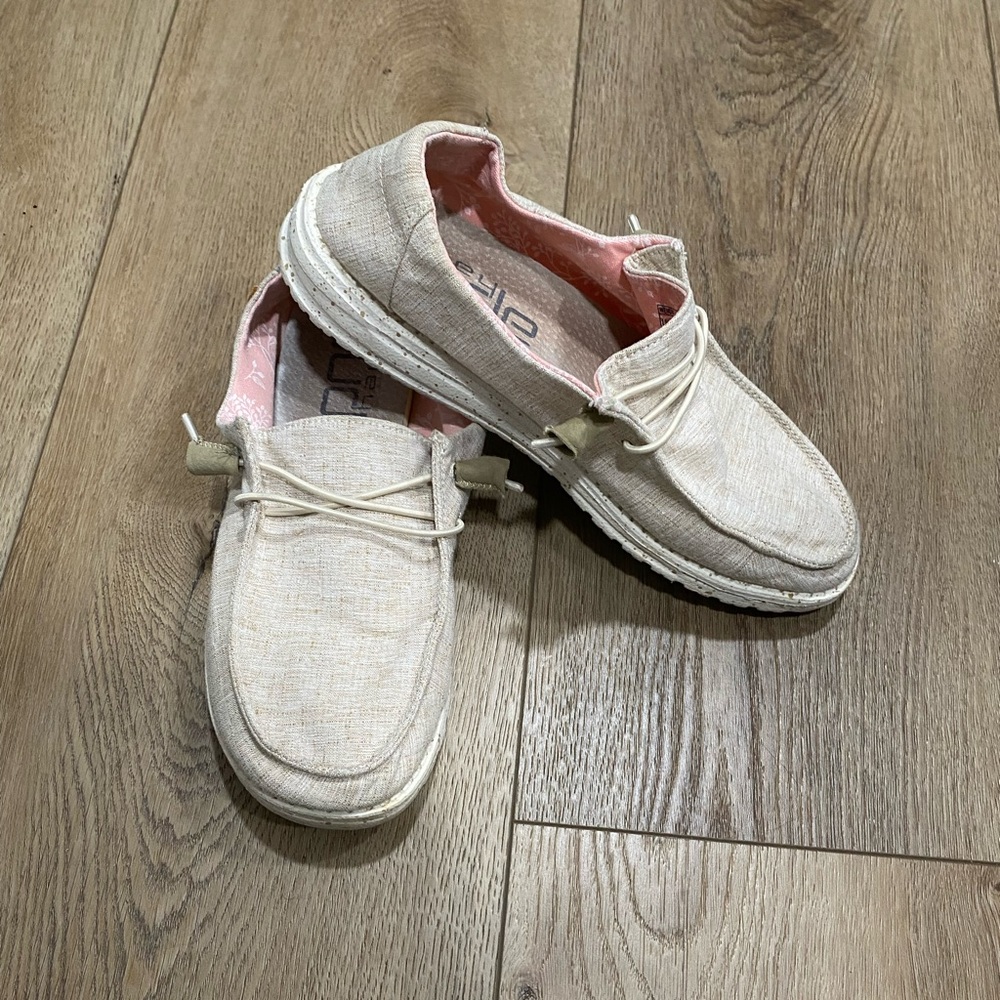 Hey Dude chambray slip on shoes